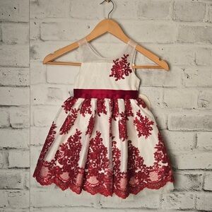 American Princess Red Lace Holiday Dress Toddler 2T NWT